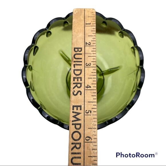 Vintage Indiana Glass Scalloped Teardrop Compote- GREEN - Picture 7 of 7